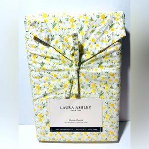 Laura Ashley Cotton Percale Yellow Floral Standard Pillowcase Pair